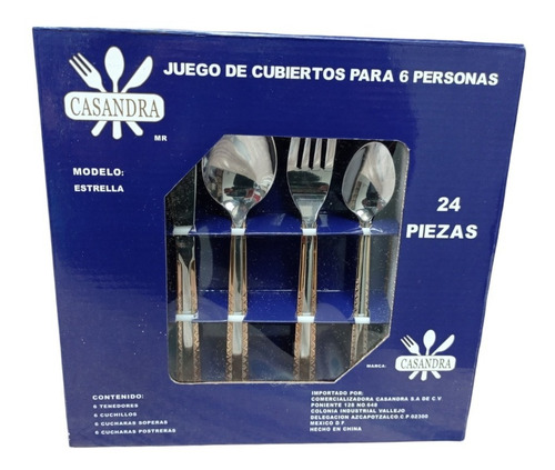Imagen 3 de 5 de Cubiertos Casandra Acero Inoxidable Para 6 Personas Estrella