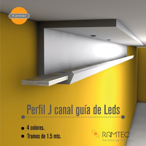 Imagen 2 de 3 de Perfil J Canal Guía De Leds