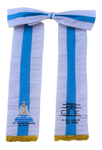 Bandera Tucumán Con Moño Bordado , Asta Y Base
