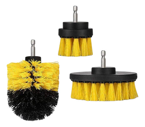 Kit Jogo De Escovas Para Limpeza Pesada Kit Com 3 Unidades Cor Amarelo