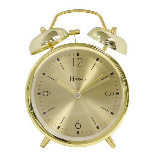 Relógio De Mesa Despertador Dourado Herweg 2720-029