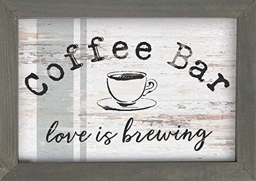 Coffee Bar Love Is Brewing Whitewash Look 10 X 7 Pulgad...