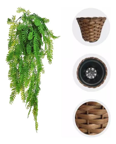 Vaso Folhagem Pendente De Samambaia Artificial Folhas Caídas Cor Verde