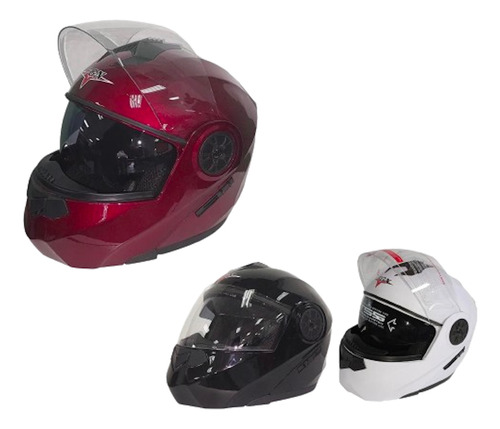 Casco Integral Abatible Con Lentes Y Visera Extraíble 