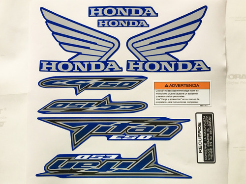 Kit Calcos Completo Honda Cg Titan 150 Esd Azul Laminadas!