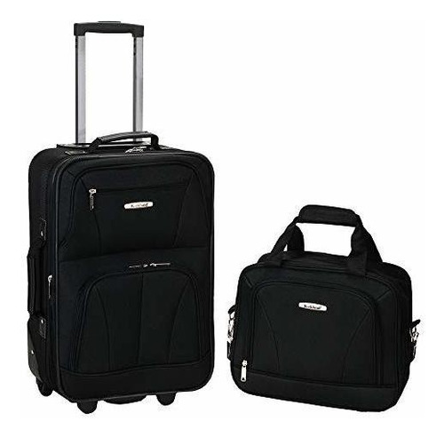 Maleta De Viaje 2 Ruedas Con Equipaje Mano Color Negro 2 Pz