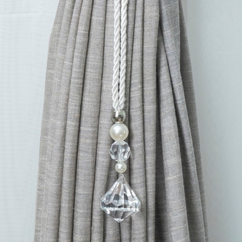 Corbatas colgantes para cortinas con clip (par), color blanco