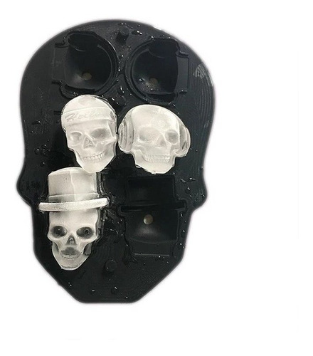 Molde Silicón 6 Calaveras Hielo Chocolate * * Fácil Usar * * Color Negro