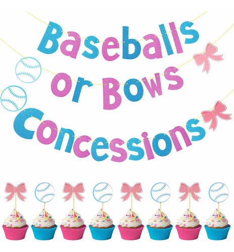 26 Piezas De Béisbol O Arcos Banner Y Cupcake Toppers Béisbo