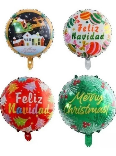 Pack De 12 Globos Metálicos De Navidad