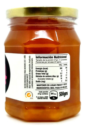 Imagen 2 de 7 de Miel De Abeja Pura Ulmo 500g Cruda - Jpm