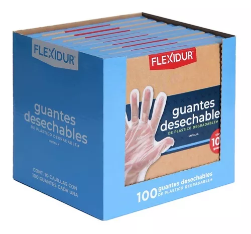 Guantes Desechables De Plastico Flexidur Pack 1000 Pz 10x100