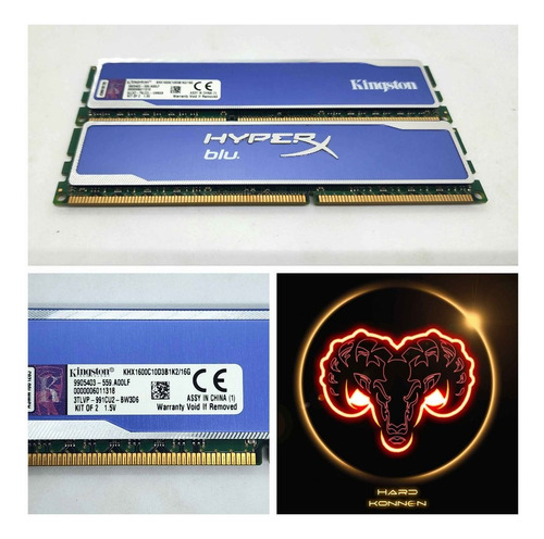 Kit Memorias Kingston Hyperx Blu 16gb Ddr3 1600mhz (2x8gb) 