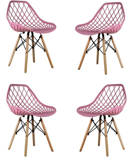 Set 4 Sillas Para Comedor Estilo Eames Rosa