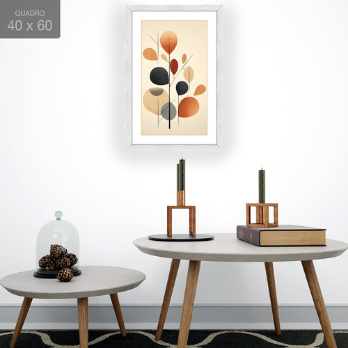 Quadro Decorativo Abstrato 60x40 Moderno Moldura Virtual 3d Cor Img05 Armação Branco Paspatur