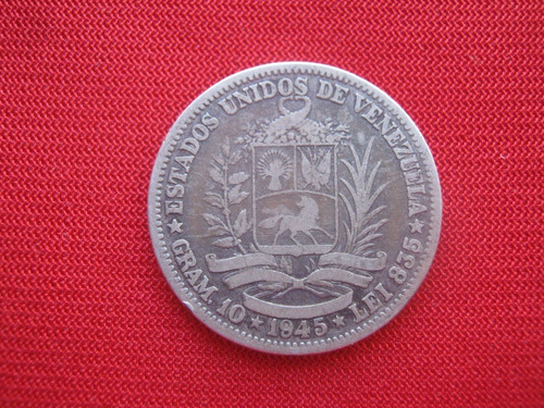 Venezuela 2 Bolívar 1945 Plata