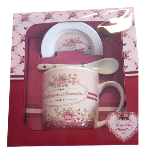 Taza Para Mamá Kit Taza Plato Cuchara Romantic