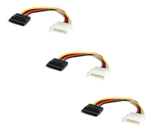 3 Cable Sata Poder Power Adaptador Molex A Sata 4 Pines