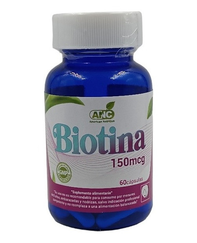 Biotina 150 Mcg 60 Cápsulas Anc Vitalidad Piel Cabello Uñas