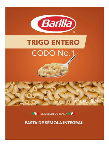 Pasta De Sémola Integral Codo No. 1 Barilla 400 G