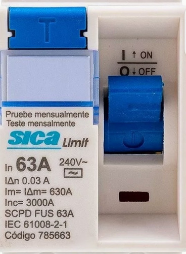 Imagen 4 de 4 de Disyuntor Diferencial Sica - Bipolar 63a -nuevos