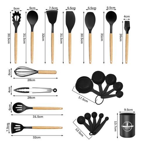 Juego 22 Utensilios Silicona Resistentes Al Calor Antiadhere