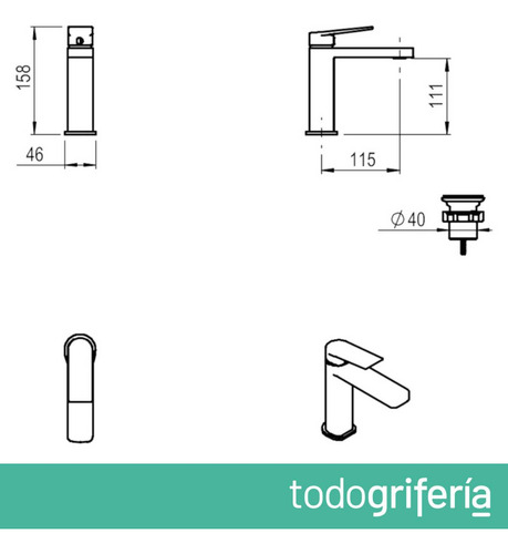 Combo Griferias Hidromet Raptor Negro Lavatorio Y Bidet