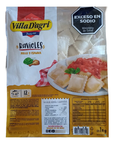 Ravioles Villa D'agri 1 Kg - Pack De 10 Unidades(solo Flex)