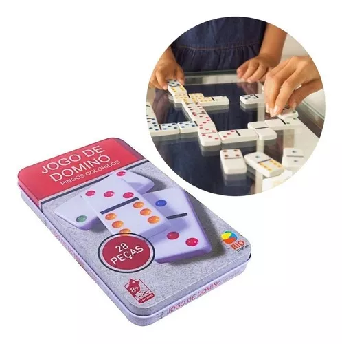 Jogo De Domino Com Estojo Em Lata 28 Peças Diversão Garantida