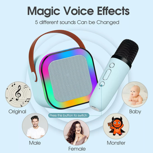 Mini Bluetooth Máquina De Karaoke Para Niños Con 2 Micrófono