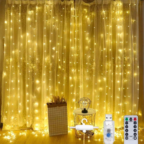 Cortinas Decorativas Luces Led Control Remoto 3x3m 8 Modos
