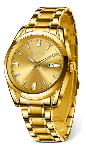 Reloj De Caballero Taxau Water Resistant Metal Solid Gold