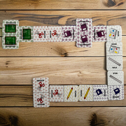 Juego De Dominó Didáctico De La Escuela En Inglés Teach Play
