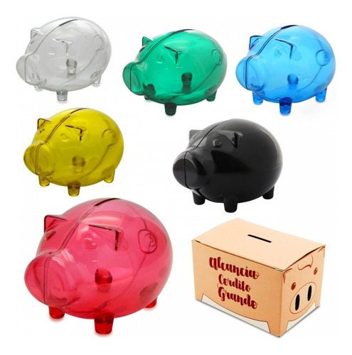 Alcancia Cerdito Grande En Plastico Ahorros Monedas X 3 Unid