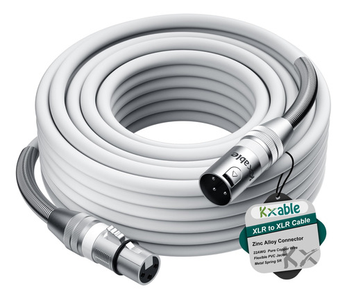 Kxable Cable De Microfono Xlr A Xlr De 30 Pies, Color Blanco