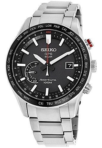 Reloj Seiko Sportura Black Dial Acero Inoxidable Para Hombre