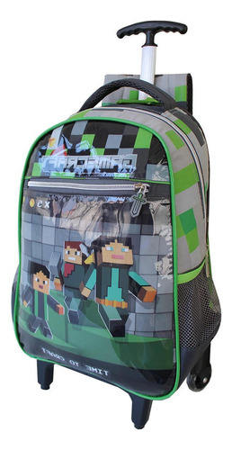 Mochila Escolar Com Carrinho Denlex Gamecraft Juvenil