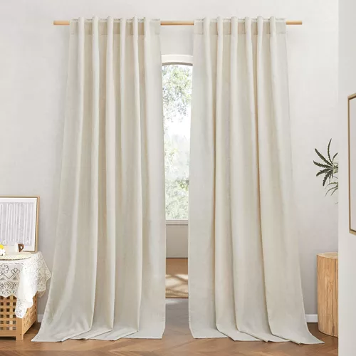  NICETOWN Cortinas de lino natural para puerta de 78 pulgadas de  largo, bolsillo para barra y pestaña trasera, privacidad añadida con  filtrado de luz, tratamientos de ventana de mezcla de lino