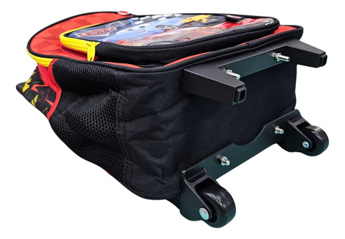 Mochila Escolar Cars Carros Com Rodinhas E Alça Infantil Cor Preto Desenho do tecido Estampado
