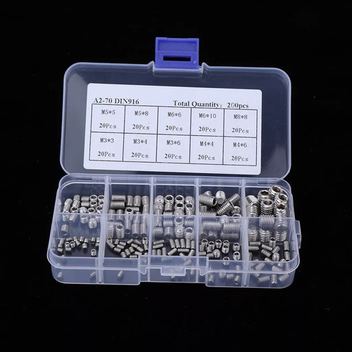200 Tornillos Sin Cabeza Hexagonal De Cabeza Plana M3-m8 B