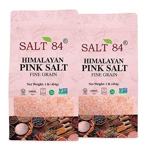 Sal Rosa Del Himalaya, Fina Y Gruesa, 1 Lb (paquete De 2)