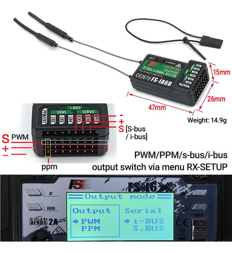 Dtxmx Flysky Receptor Fs-ia6b 2.4g Afhds 2a 6canales Sup...