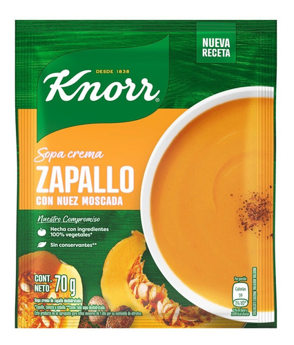 Sopa Crema Knorr Zapallo Con Nuez Moscada X 70 Gr