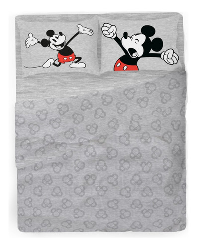 Sábanas Disney 2 Plazas Mickey Classic Grey Cama Doble