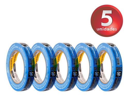 Kit 5 Fitas Crepe Azul 722 18mmx50m - Adelbras - - Uv Anti