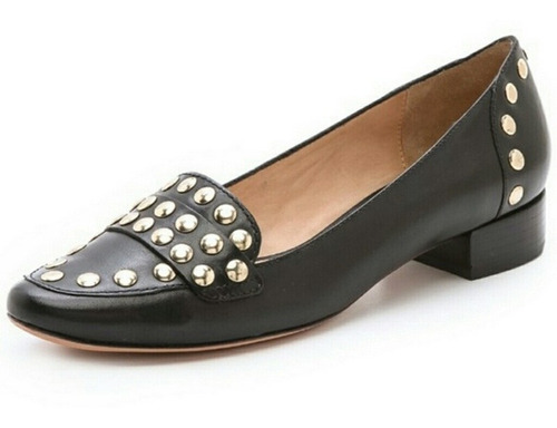 Mocasines Cuero Negro Tachas Diane Von Furstenberg 37,5