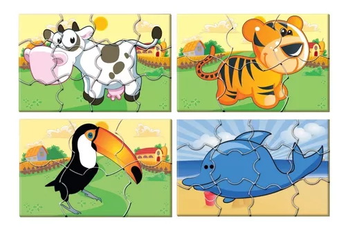 Quebra Cabeça Infantil 9 Peças Desenhos Animais