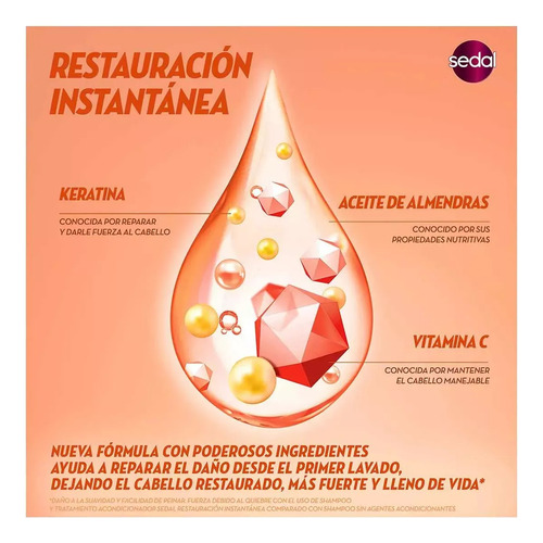Sedal Restauración Instantánea Shampoo + Crema Para Peinar