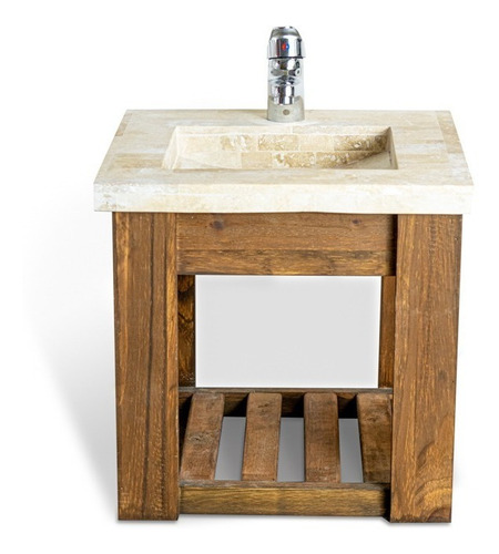 Imagen 4 de 10 de Vanit 40cm Travertino Griferia Inodoro Asiento Envio Gratis