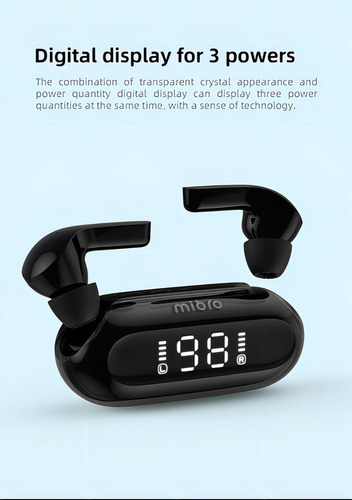 Auriculares inalámbricos deportivos Mibro Earbuds 3 Bluetooth 5.3 con color negro